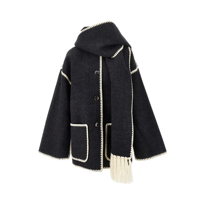 TOTEME Wool-blend coat with integrated scarf