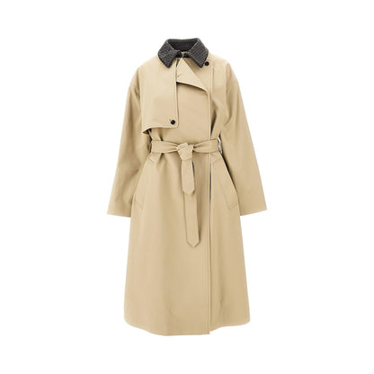 Bottega Veneta Gabardine trench coat with nappa collar