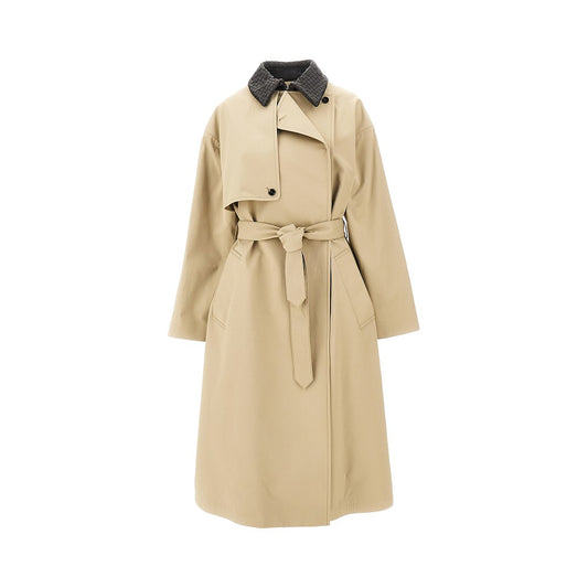 Bottega Veneta Gabardine trench coat with nappa collar
