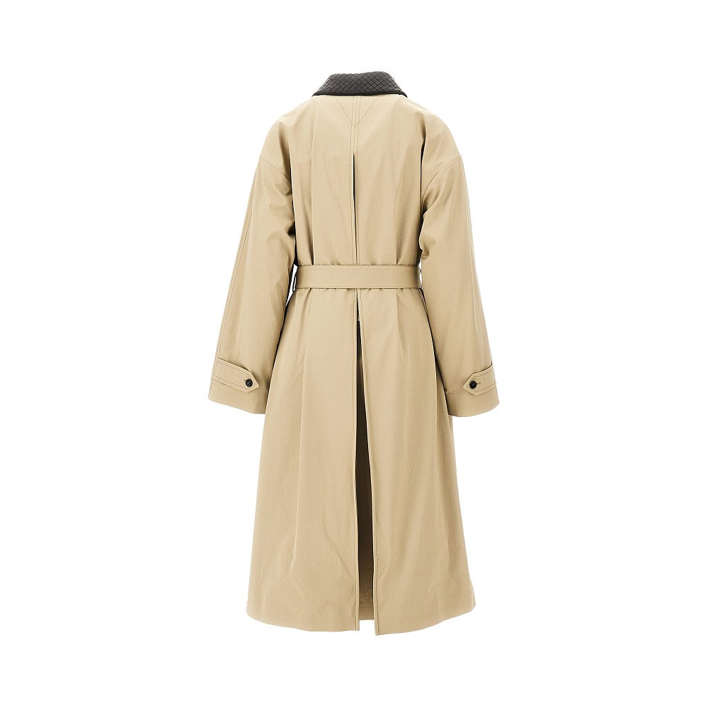 Bottega Veneta Gabardine trench coat with nappa collar