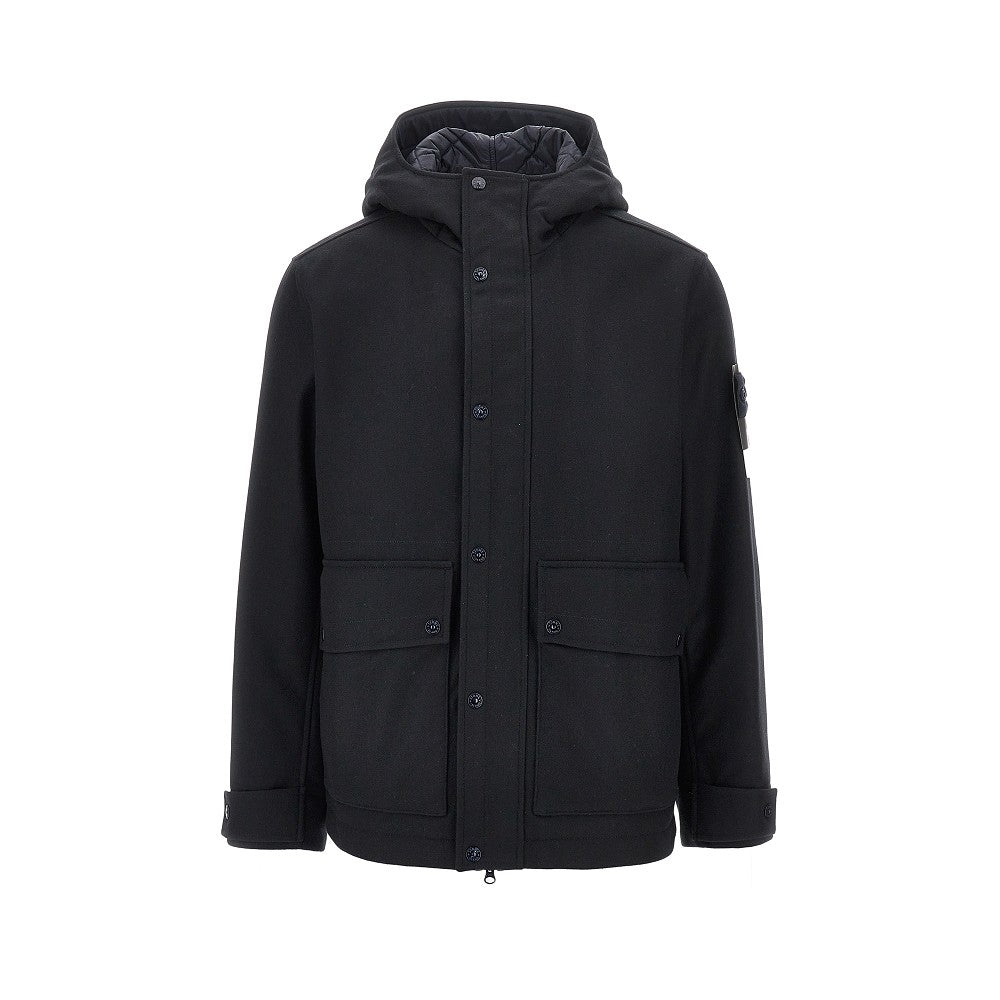 STONE ISLAND Flannel jacket with Logo Badge
