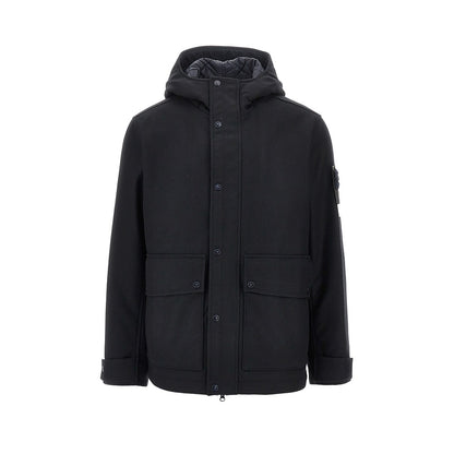 STONE ISLAND Flannel jacket with Logo Badge