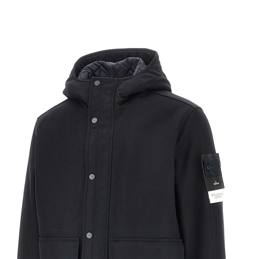 STONE ISLAND Flannel jacket with Logo Badge