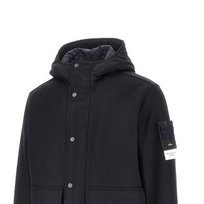 STONE ISLAND Flannel jacket with Logo Badge