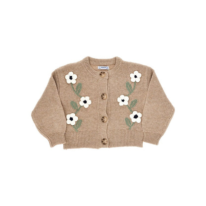 Mayoral Cotton-blend cardigan with flowers