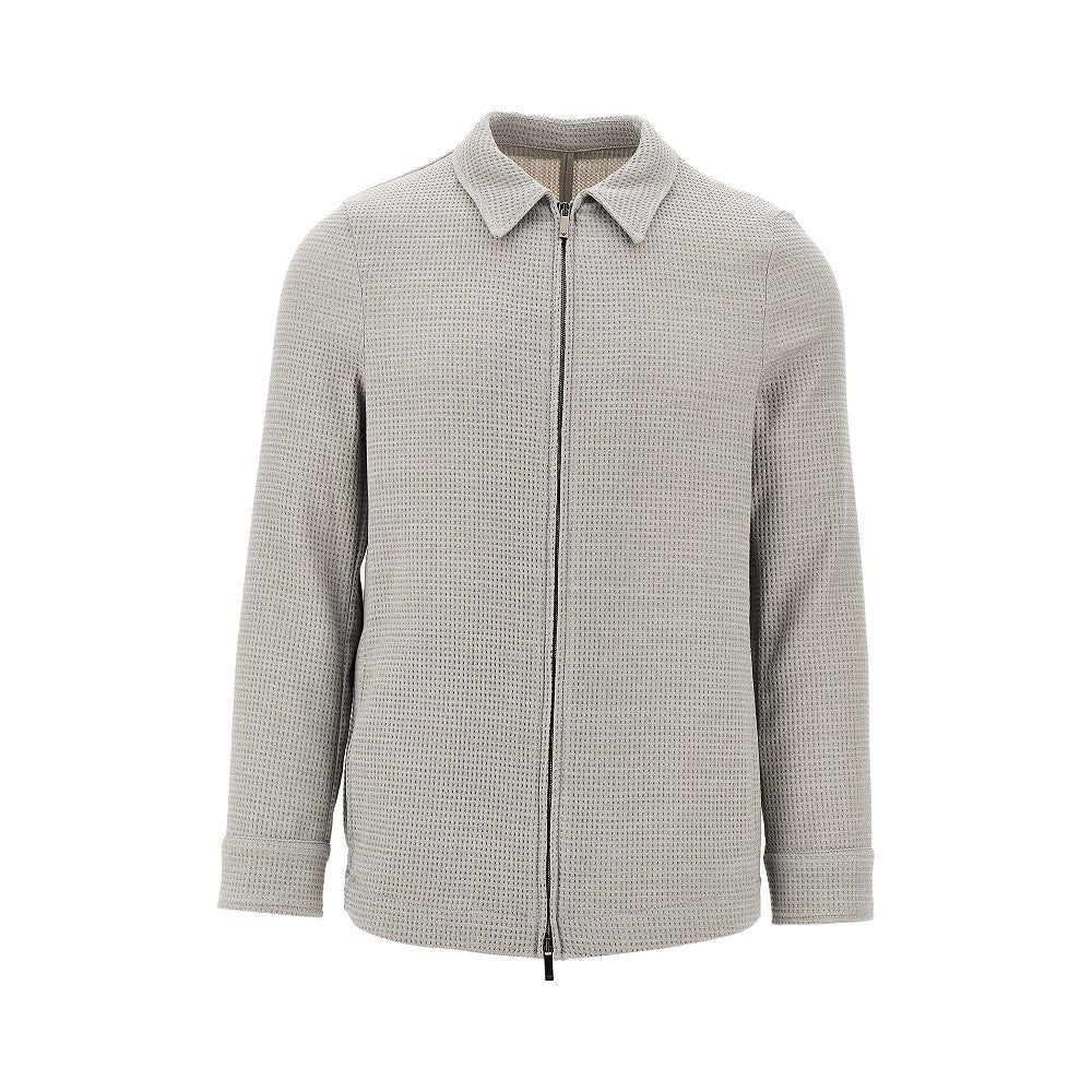 EMPORIO ARMANI Waffle jersey jacket with zip closure