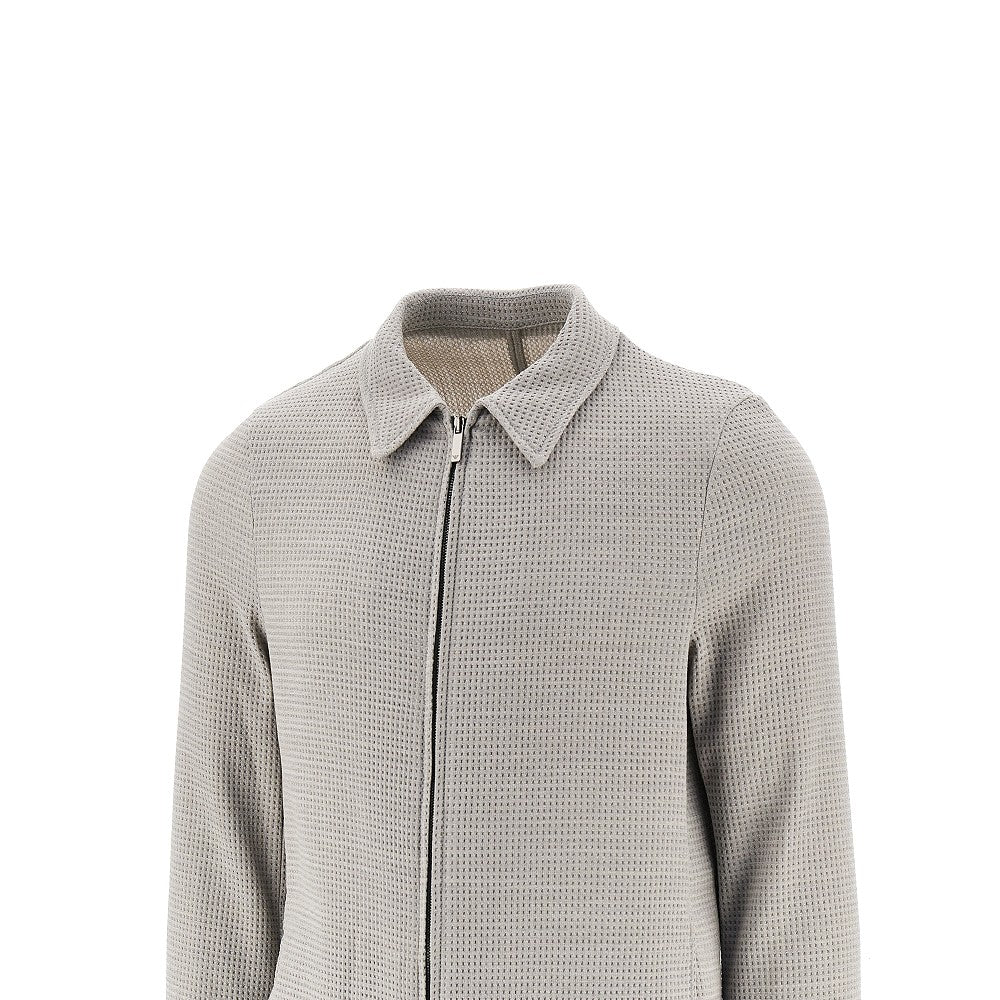 EMPORIO ARMANI Waffle jersey jacket with zip closure