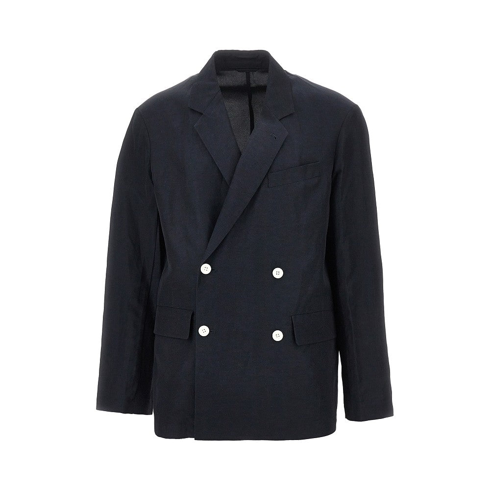 EMPORIO ARMANI Linen-blend double-breasted jacket
