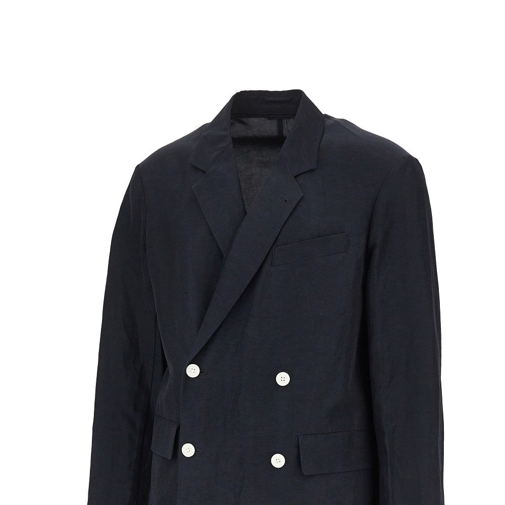 EMPORIO ARMANI Linen-blend double-breasted jacket