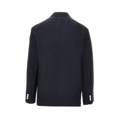 EMPORIO ARMANI Linen-blend double-breasted jacket