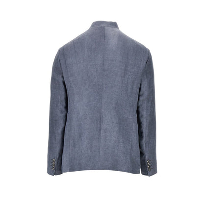 EMPORIO ARMANI Linen-blend crepe jacket with guru collar