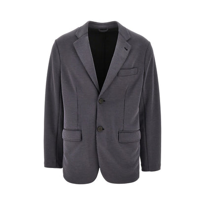 EMPORIO ARMANI Canneté fabric single-breasted blazer