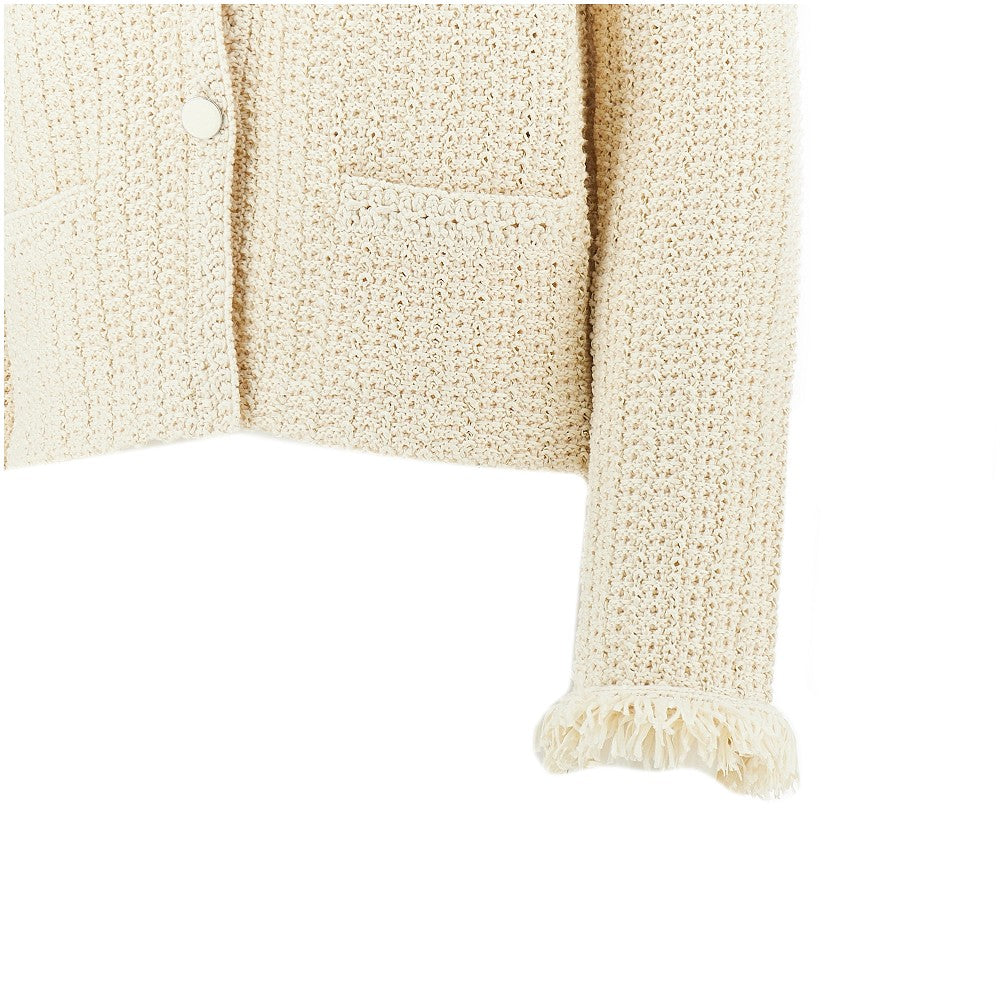 EMPORIO ARMANI Raffia effect crochet knit jacket