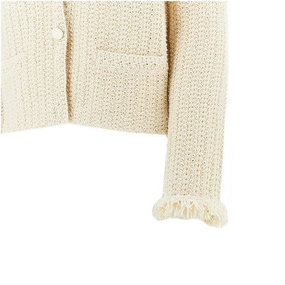 EMPORIO ARMANI Raffia effect crochet knit jacket