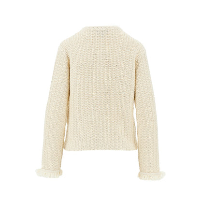EMPORIO ARMANI Raffia effect crochet knit jacket