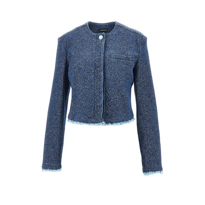 EMPORIO ARMANI Buttoned denim cropped jacket