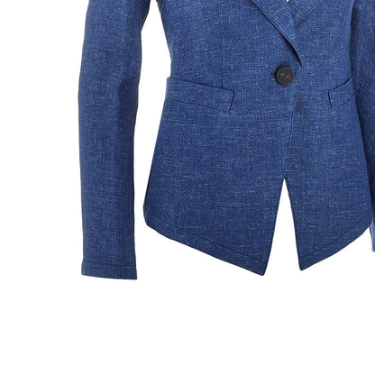 EMPORIO ARMANI Linen-blend chambray single-breasted jacket