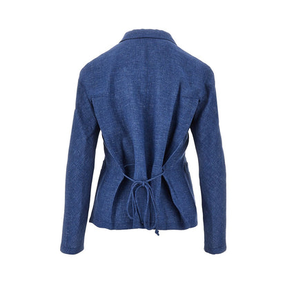 EMPORIO ARMANI Linen-blend chambray single-breasted jacket