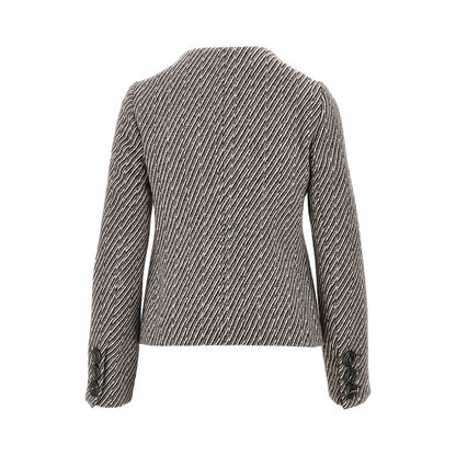 EMPORIO ARMANI Diagonal striped wool-blend jacket