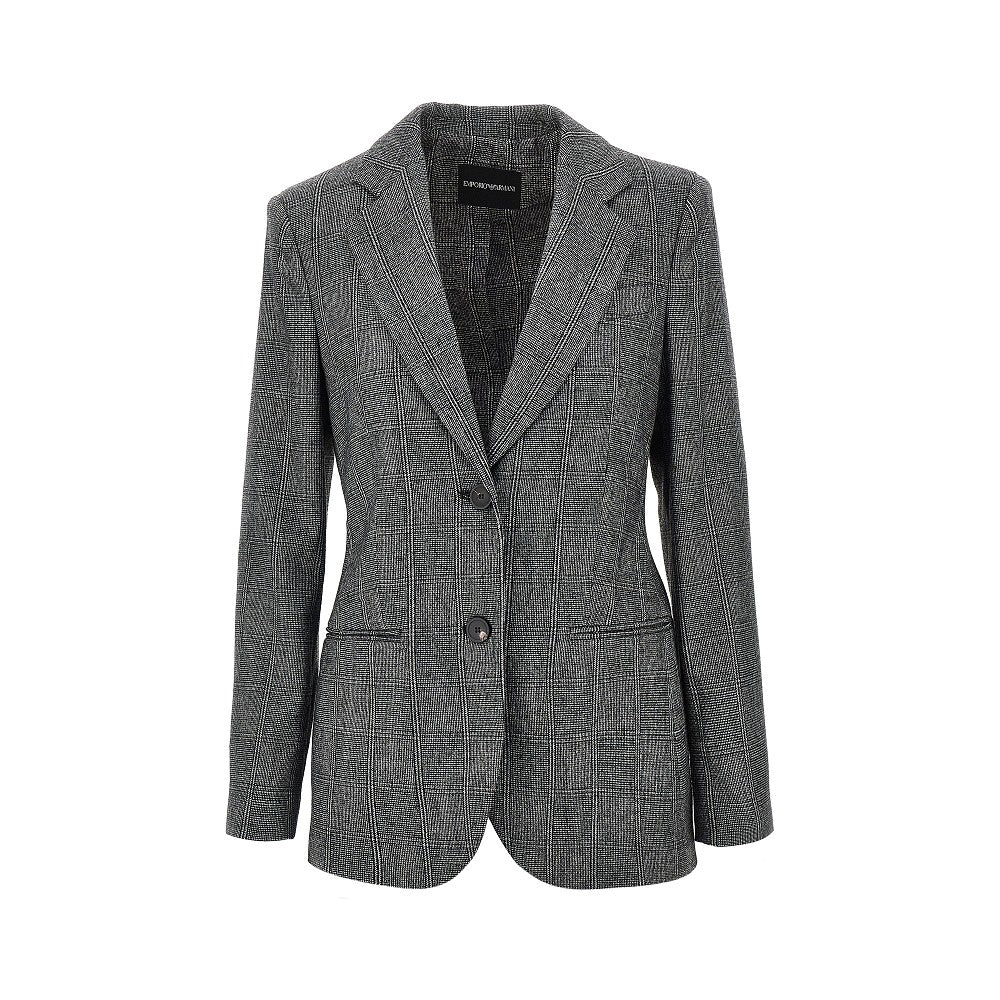 EMPORIO ARMANI Wool-blend single-breasted flannel jacket