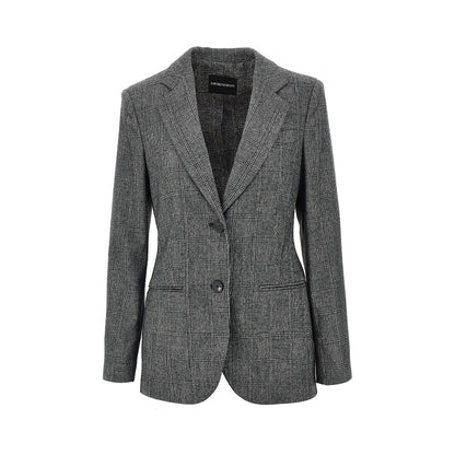 EMPORIO ARMANI Wool-blend single-breasted flannel jacket