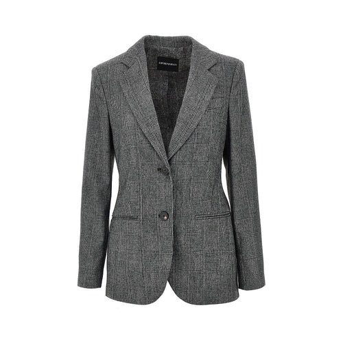 EMPORIO ARMANI Wool-blend single-breasted flannel jacket
