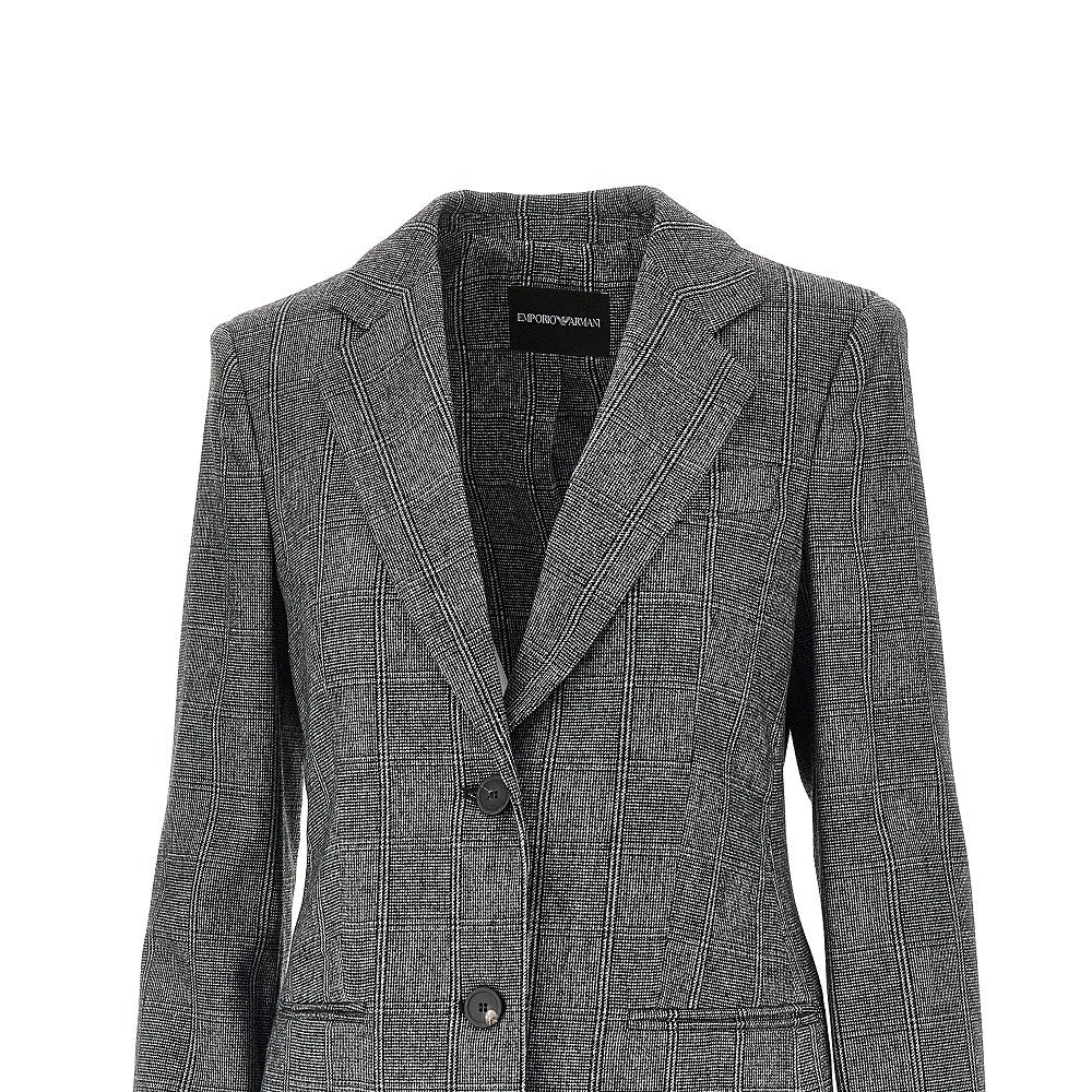 EMPORIO ARMANI Wool-blend single-breasted flannel jacket