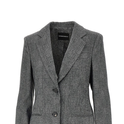 EMPORIO ARMANI Wool-blend single-breasted flannel jacket