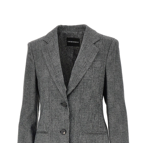 EMPORIO ARMANI Wool-blend single-breasted flannel jacket