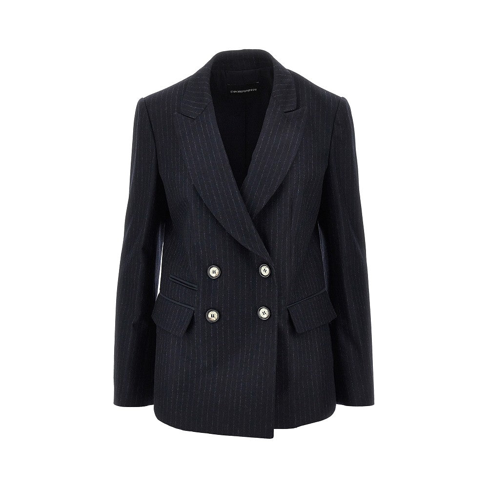 EMPORIO ARMANI Pinstriped wool-blend double-breasted jacket