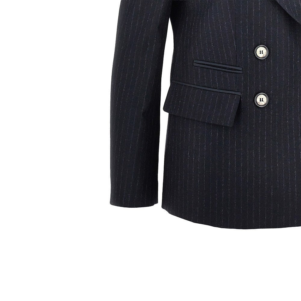 EMPORIO ARMANI Pinstriped wool-blend double-breasted jacket