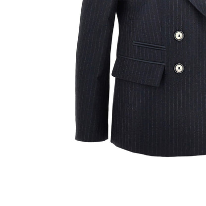 EMPORIO ARMANI Pinstriped wool-blend double-breasted jacket