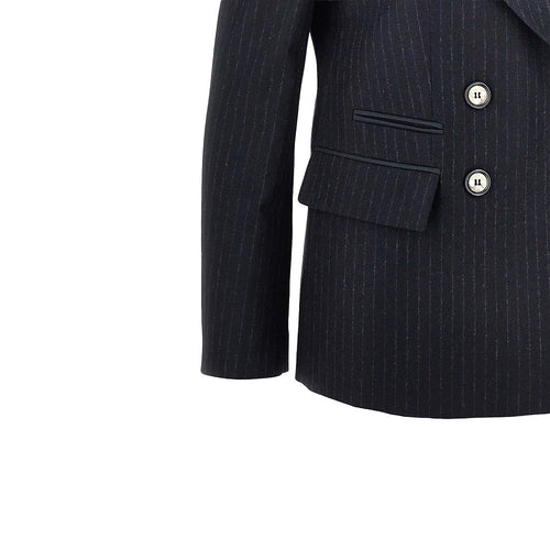 EMPORIO ARMANI Pinstriped wool-blend double-breasted jacket