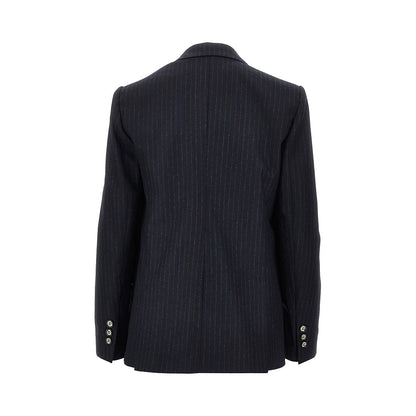 EMPORIO ARMANI Pinstriped wool-blend double-breasted jacket