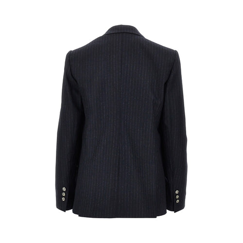 EMPORIO ARMANI Pinstriped wool-blend double-breasted jacket