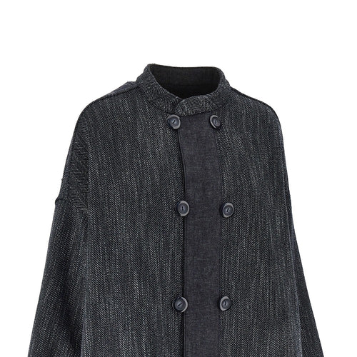 EMPORIO ARMANI Wool-blend reversible oversized jacket