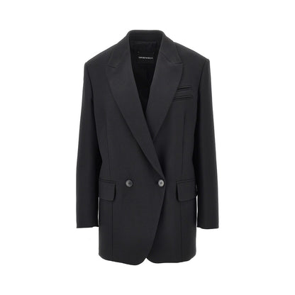 EMPORIO ARMANI Wool-blend oversized double-breasted jacket