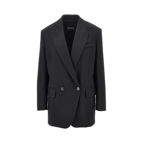 EMPORIO ARMANI Wool-blend oversized double-breasted jacket