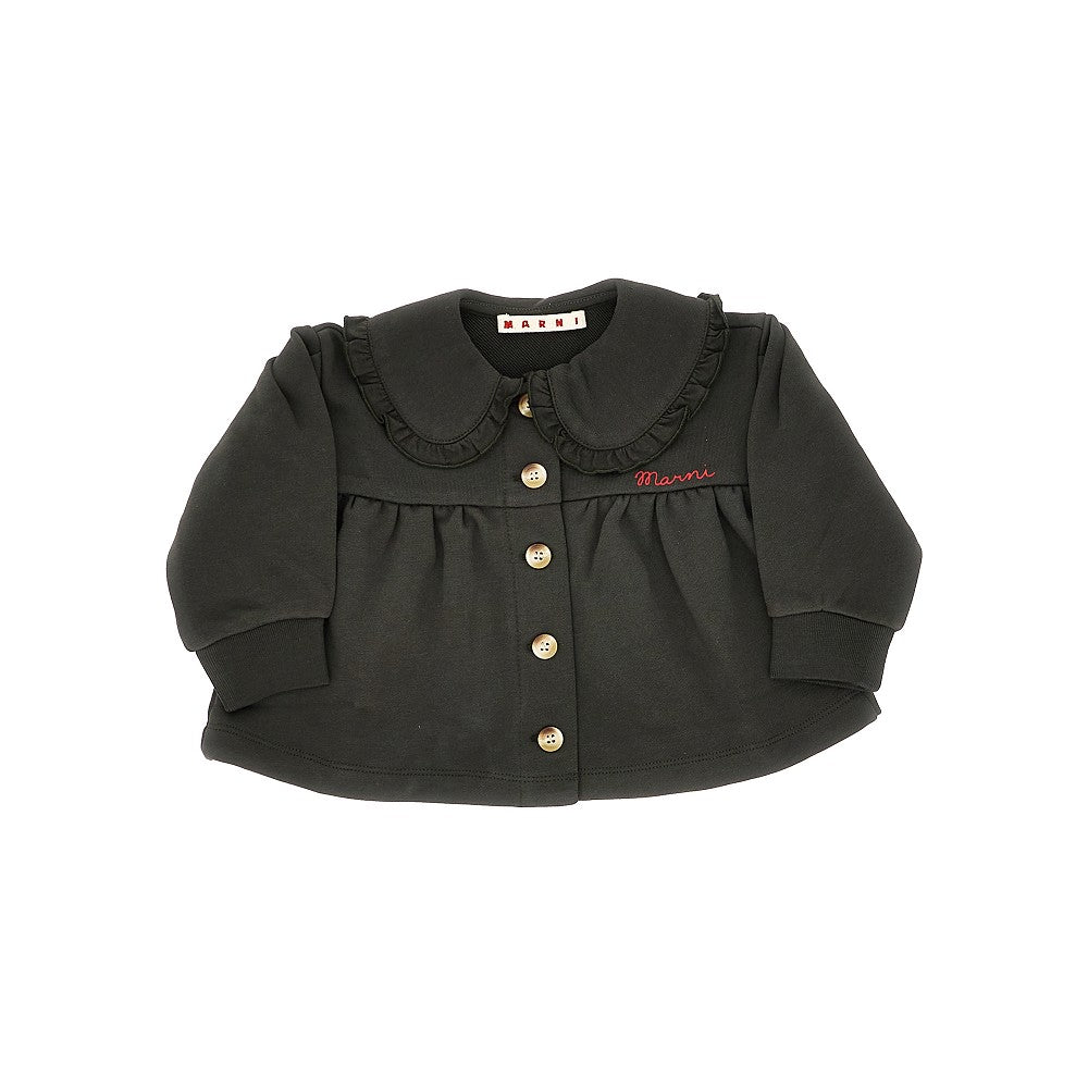 MARNI French terry jacket with ruffled collar