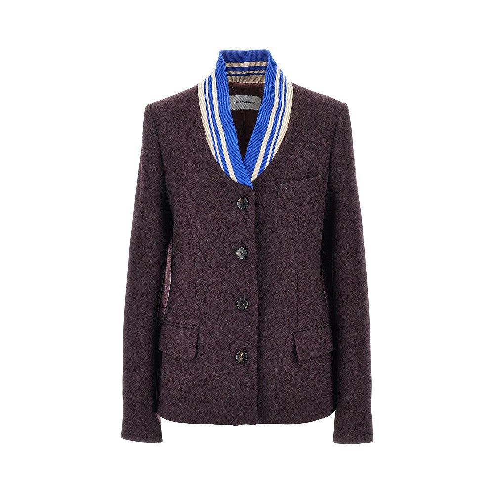 Dries Van Noten Cloth jacket with ribbed collar