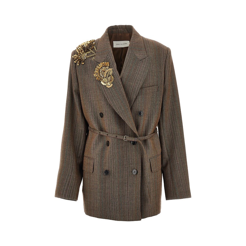 Dries Van Noten Embroidered oversized double-breasted jacket