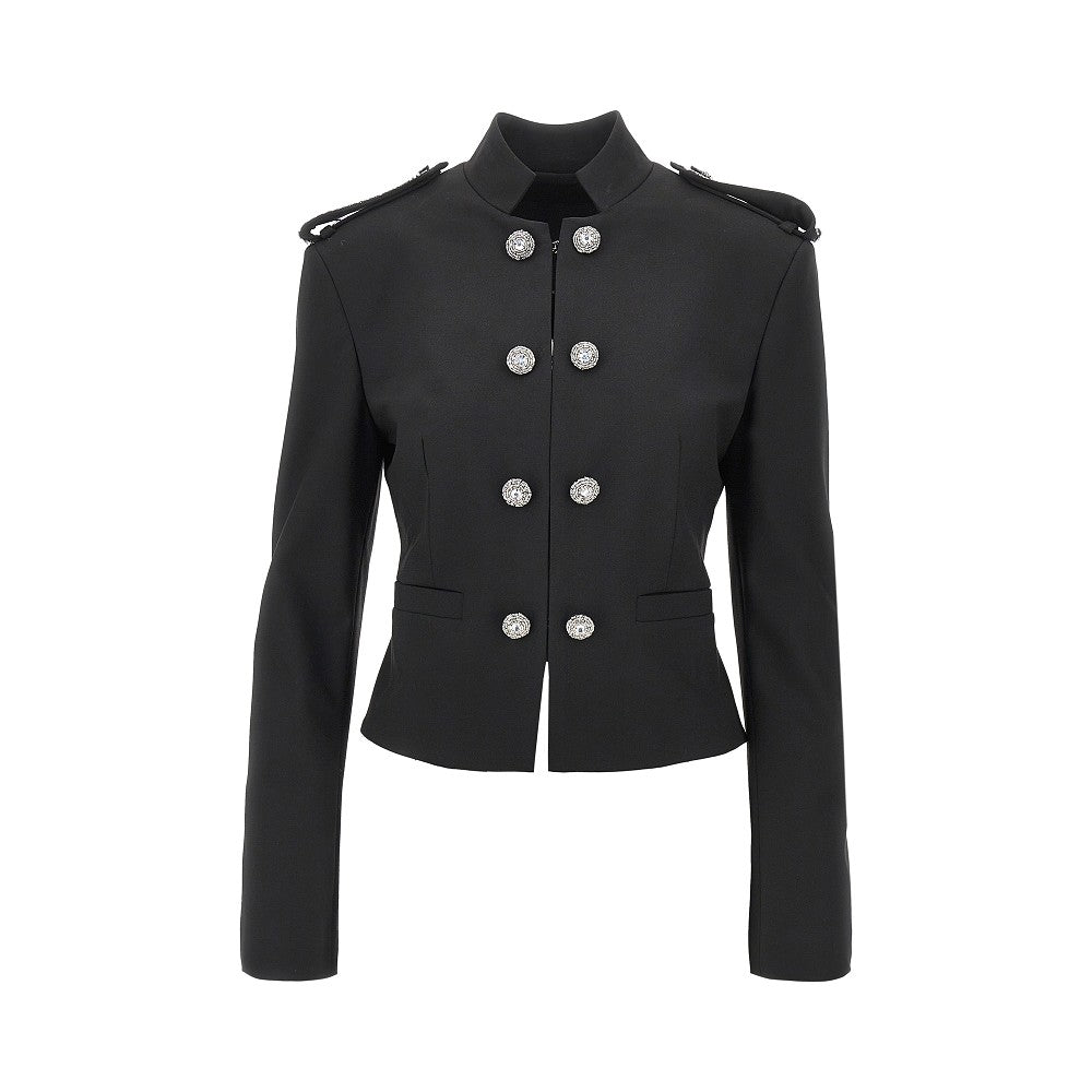 PINKO Jewelled epaulettes stretch fabric jacket