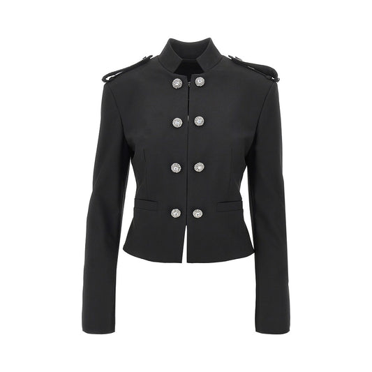 PINKO Jewelled epaulettes stretch fabric jacket