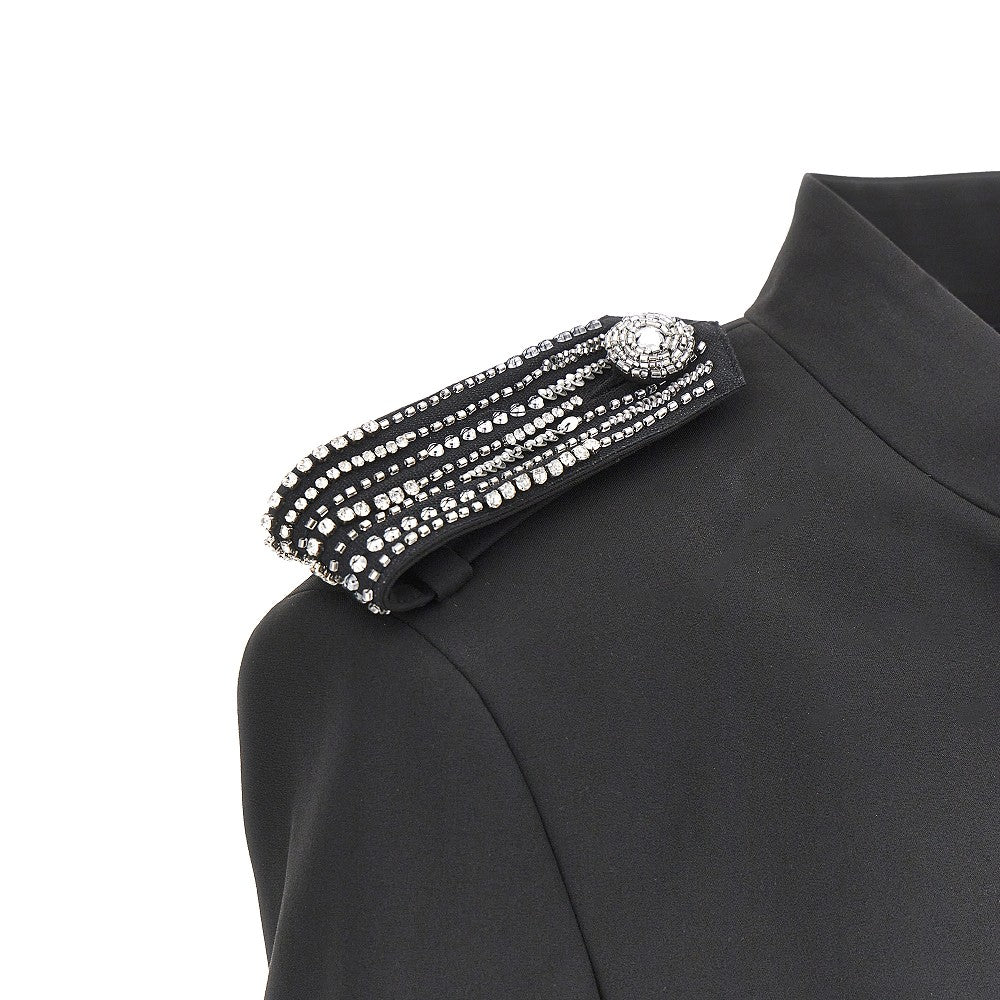 PINKO Jewelled epaulettes stretch fabric jacket