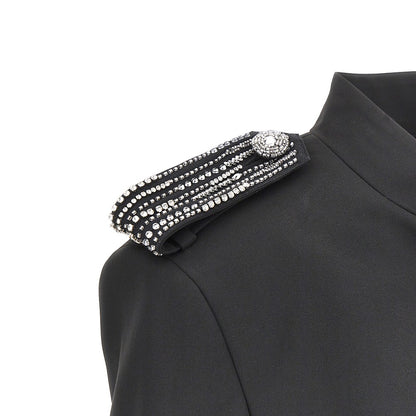 PINKO Jewelled epaulettes stretch fabric jacket
