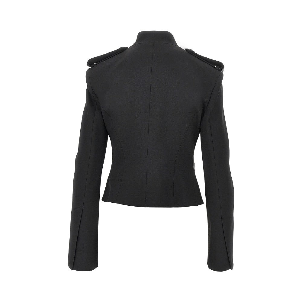 PINKO Jewelled epaulettes stretch fabric jacket