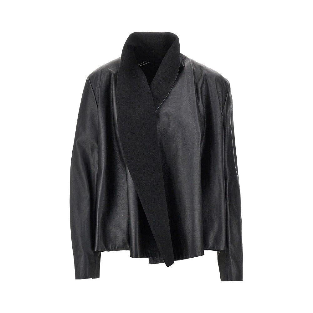 TOTEME Scarf collar leather jacket