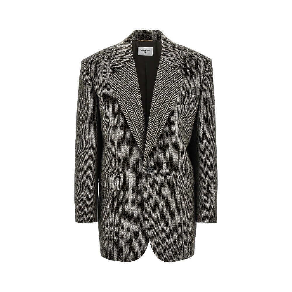 SAINT LAURENT Wool jacket with herringbone motif