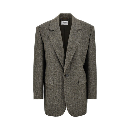 SAINT LAURENT Wool jacket with herringbone motif