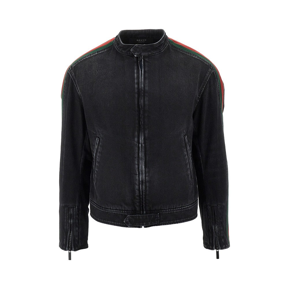 GUCCI Denim jacket with Web ribbon